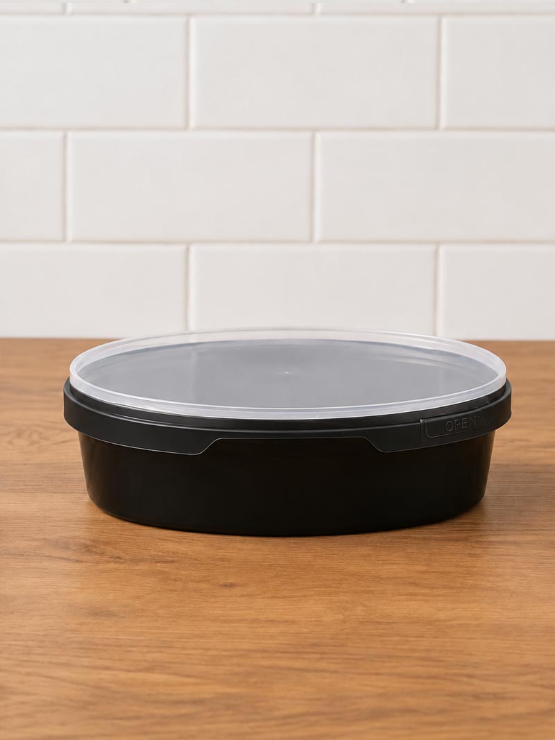 Black 450 ML oval IML container