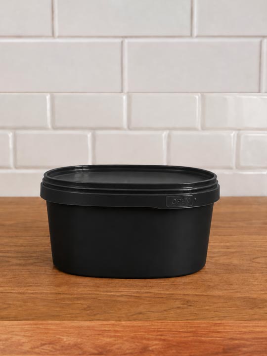 Black 500 ML oval IML container