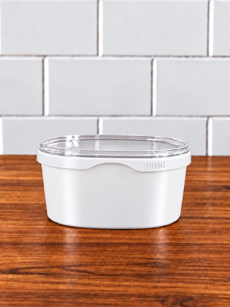 White 500 ML oval IML container