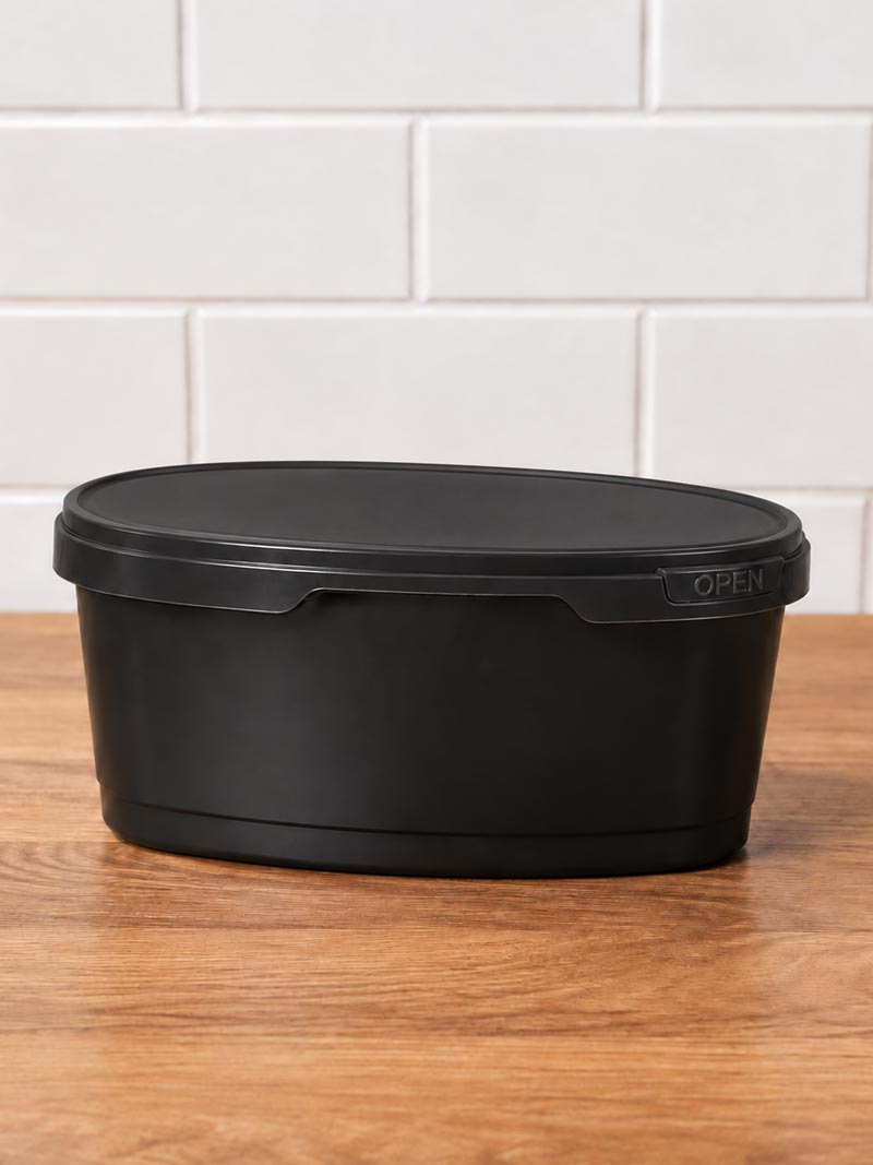 Black 750 ML oval IML container