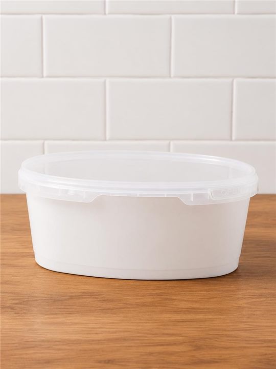White 750 ML oval IML container