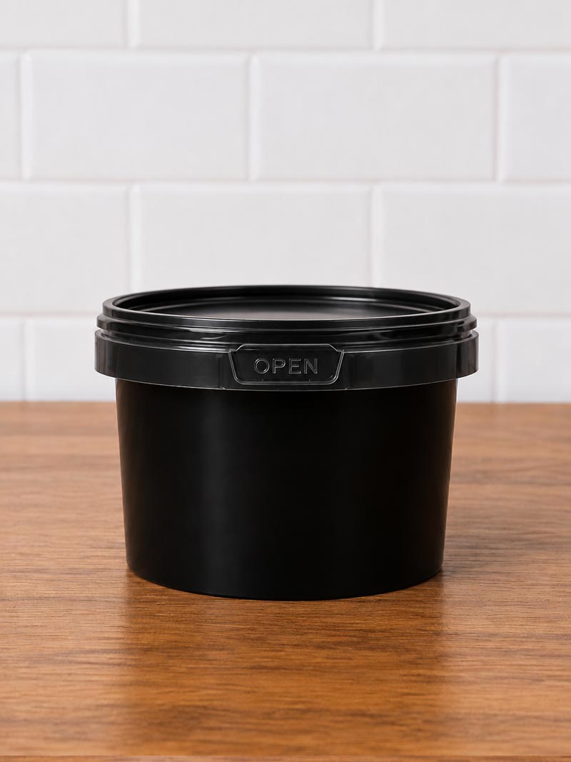 Black 500 ML round IML container