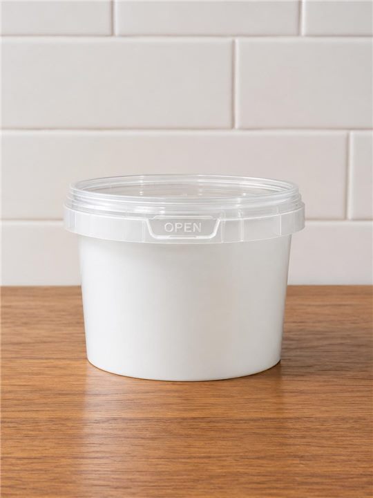White 500 ML round IML container