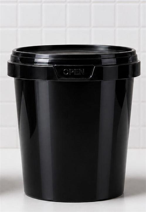 Black 750 ML round IML container