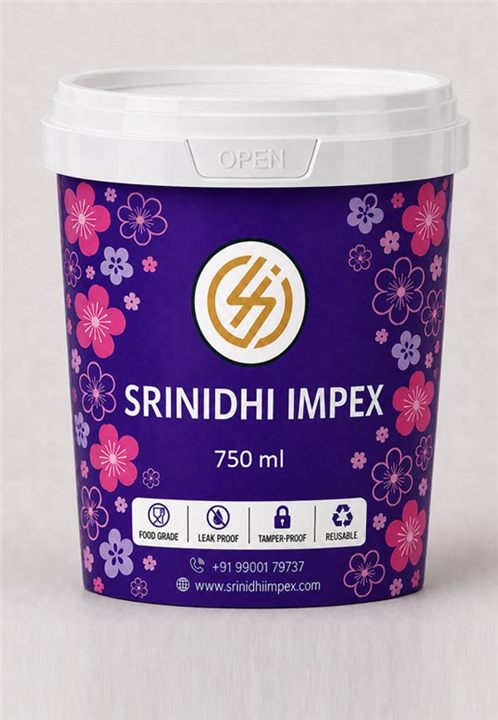 750 ML round IML container colour option two
