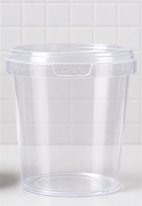 Transparent 750 ML round IML container